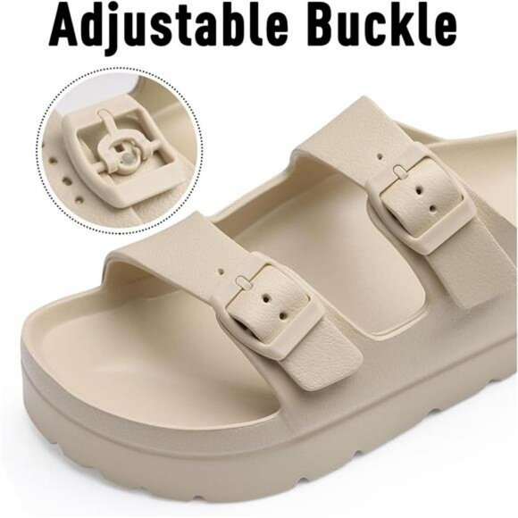 Platform Arch Support Sandals Slip On Foam Slides Buckle Comfort Summer Shoes - Picture 4 of 7